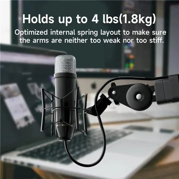 Mic Arm - Studio Boom Arm Mic Stand with Premium Anti-Pinch Covers